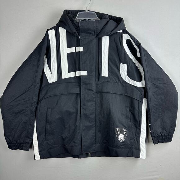 Nike x Ambush NBA Collection Nets Jacket Brooklyn Hooded Women’s L Black/White - Picture 5 of 12